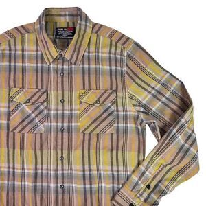 Troll Co. Clothing Flannel Shirt Men's Large Plaid Pearl Snap Pocket Shirt